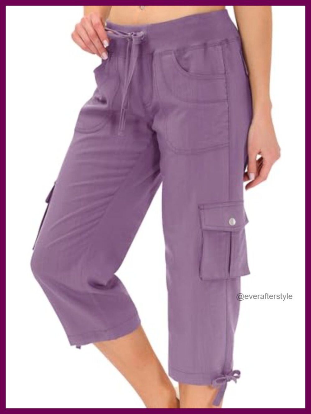 Women's Capri Pants with Pockets Loose Fit Casual Baggy Cargo Pants for Hiking